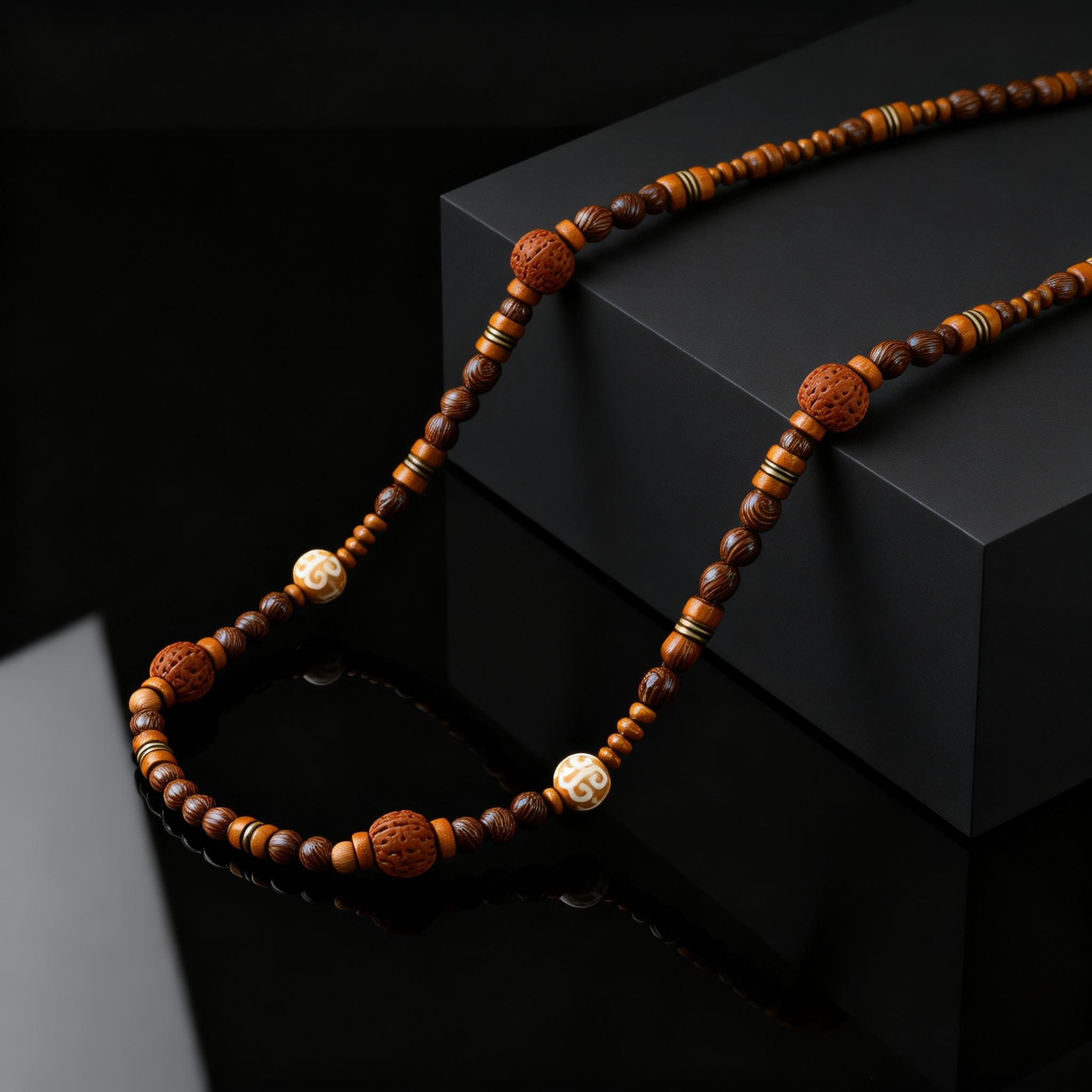 Fashion Walnut Wood Bead Neckl - Woodworking Nc ulasan dan harga