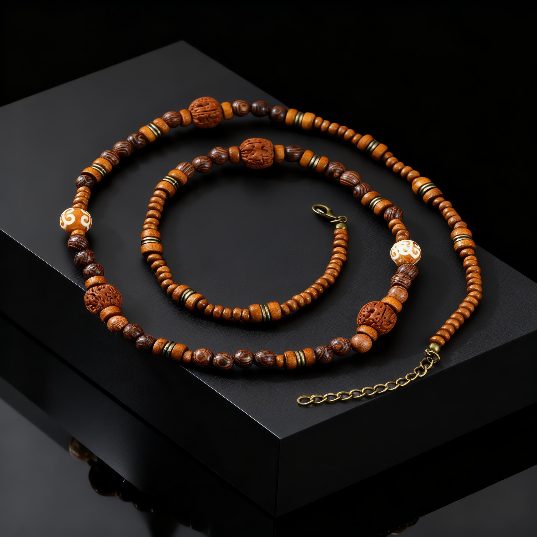 Fashion Walnut Wood Bead Neckl - Woodworking Nc ulasan dan harga