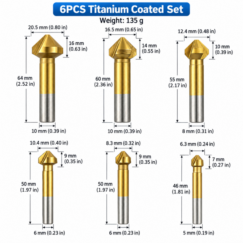 6Pcs 3-Flute Titanium Coated 9 - Woodworking Kits ulasan dan harga